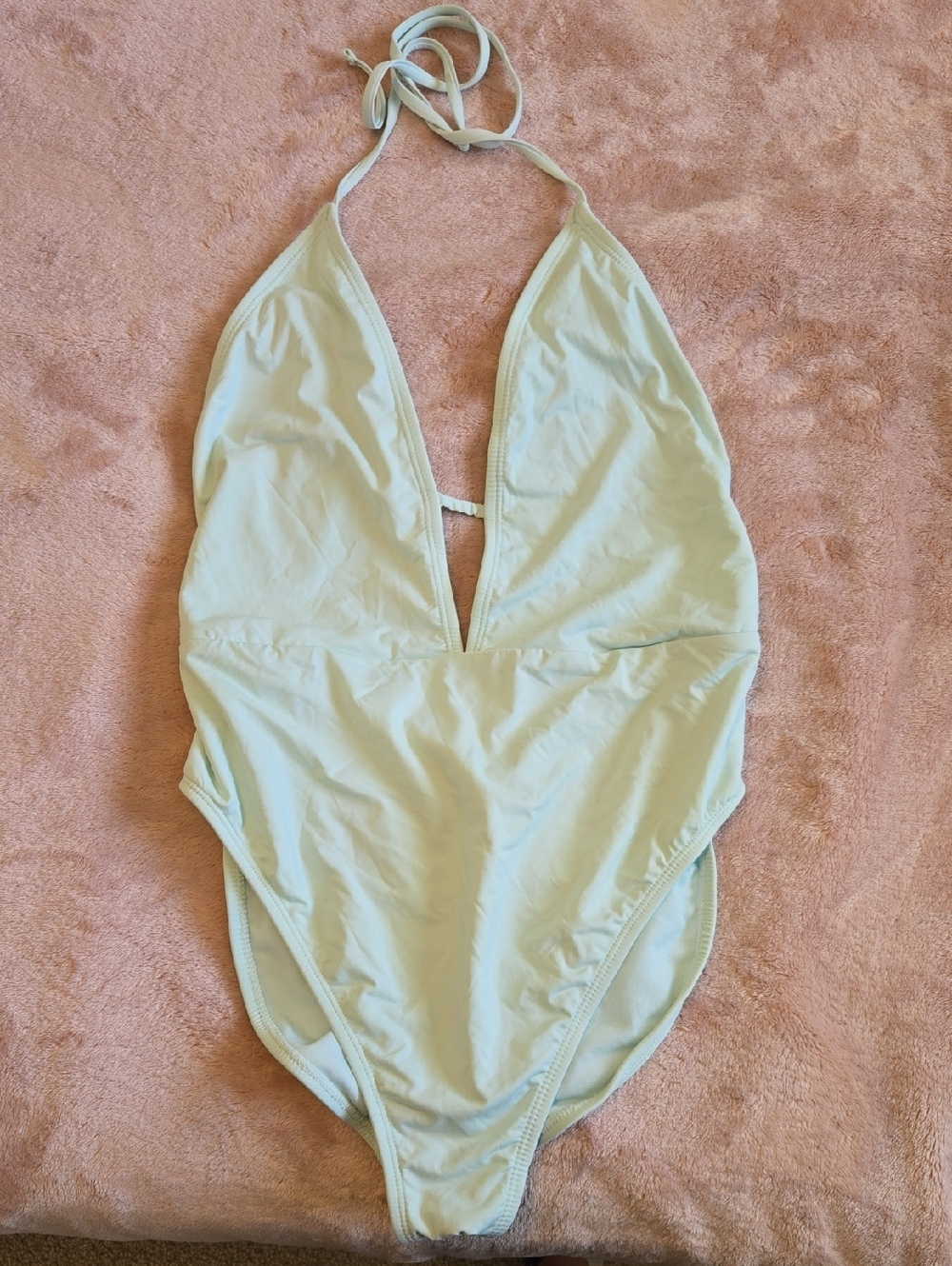 Light Mint Halter One-Piece Swimsuit - M